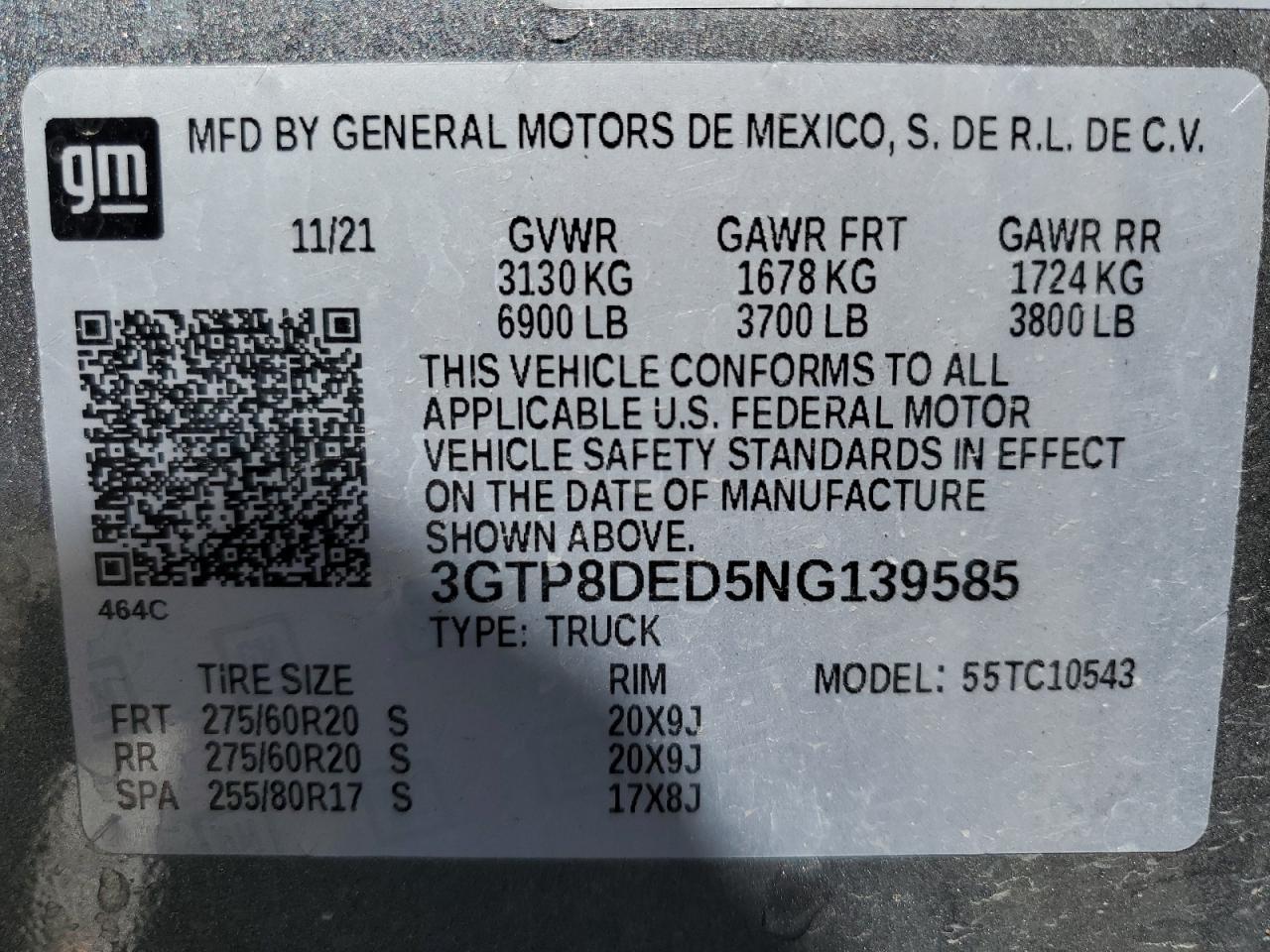 Photo 11 VIN: 3GTP8DED5NG139585 - GMC SIERRA 