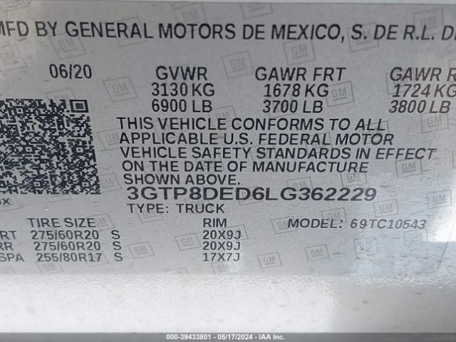 Photo 8 VIN: 3GTP8DED6LG362229 - GMC SIERRA 1500 