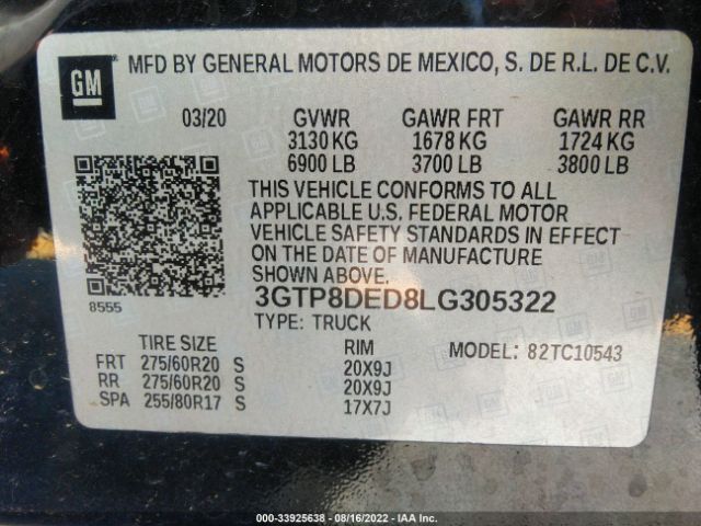 Photo 8 VIN: 3GTP8DED8LG305322 - GMC SIERRA C15 