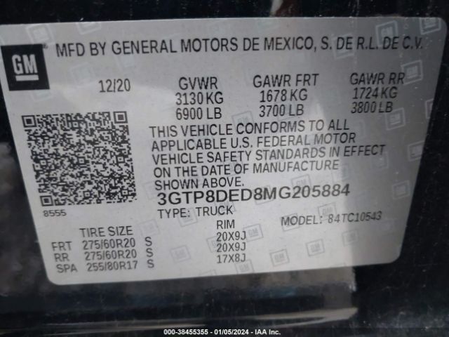 Photo 8 VIN: 3GTP8DED8MG205884 - GMC SIERRA 1500 