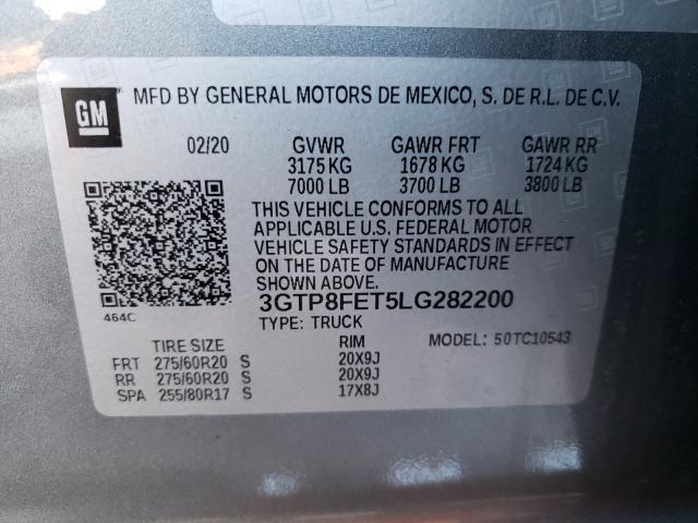 Photo 9 VIN: 3GTP8FET5LG282200 - GMC SIERRA C15 