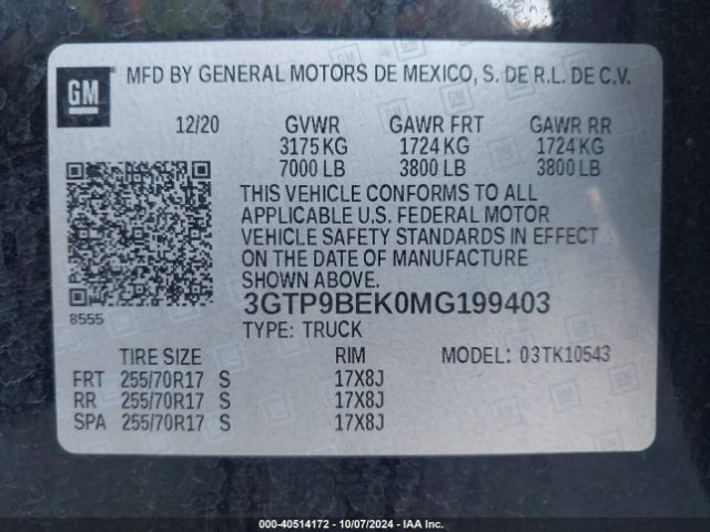 Photo 8 VIN: 3GTP9BEK0MG199403 - GMC SIERRA 