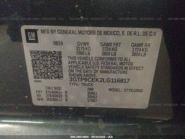 Photo 8 VIN: 3GTP9CEK2LG116817 - GMC SIERRA 1500 