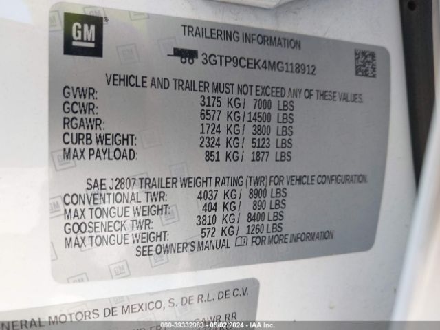 Photo 8 VIN: 3GTP9CEK4MG118912 - GMC SIERRA 1500 