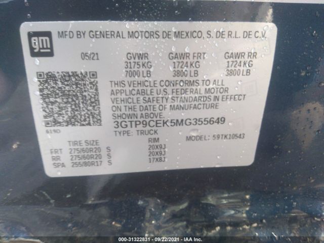 Photo 8 VIN: 3GTP9CEK5MG355649 - GMC SIERRA 1500 