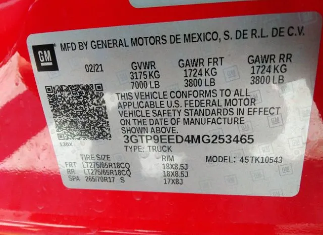 Photo 8 VIN: 3GTP9EED4MG253465 - GMC SIERRA 1500 