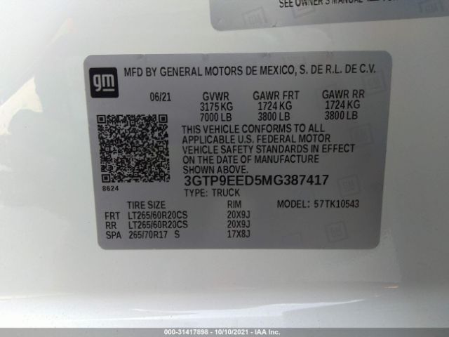 Photo 8 VIN: 3GTP9EED5MG387417 - GMC SIERRA 1500 