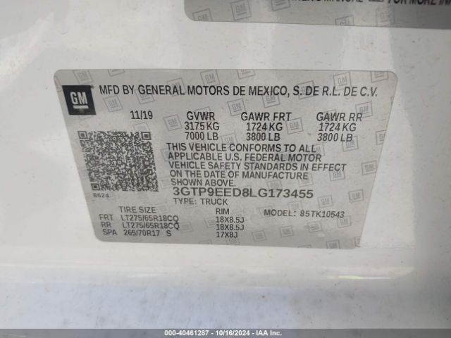 Photo 8 VIN: 3GTP9EED8LG173455 - GMC SIERRA 