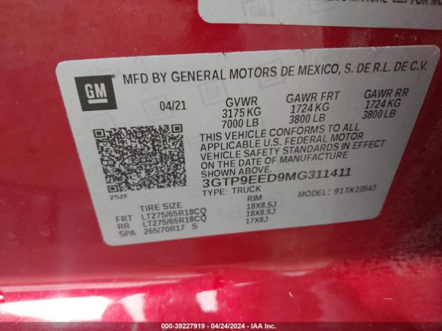 Photo 8 VIN: 3GTP9EED9MG311411 - GMC SIERRA 1500 