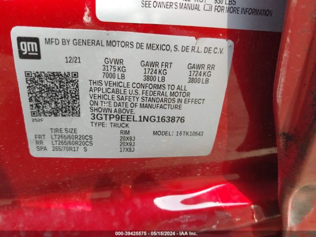 Photo 8 VIN: 3GTP9EEL1NG163876 - GMC SIERRA LIMITED 