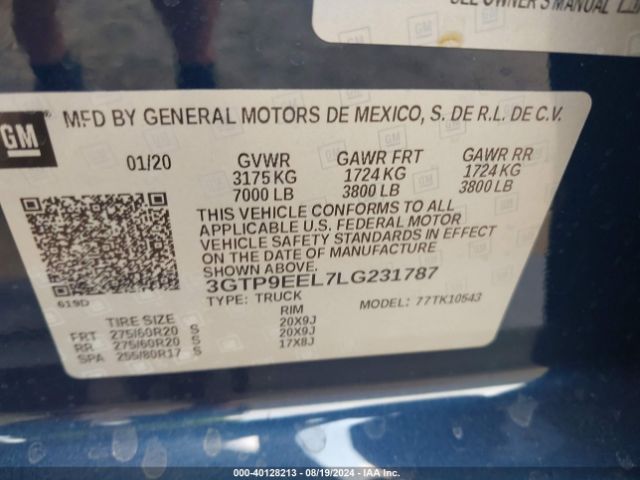 Photo 8 VIN: 3GTP9EEL7LG231787 - GMC SIERRA 