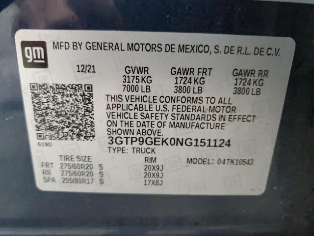 Photo 11 VIN: 3GTP9GEK0NG151124 - GMC SIERRA LIM 