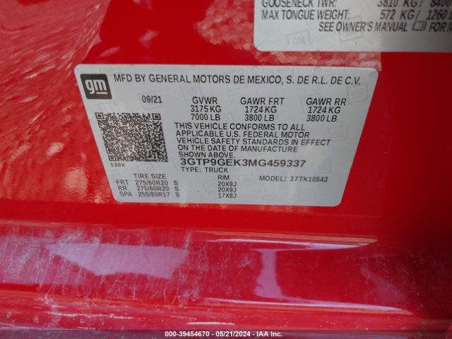 Photo 8 VIN: 3GTP9GEK3MG459337 - GMC SIERRA 1500 