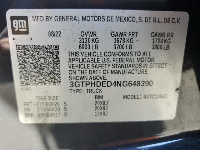 Photo 11 VIN: 3GTPHDED4NG648390 - GMC SIERRA 