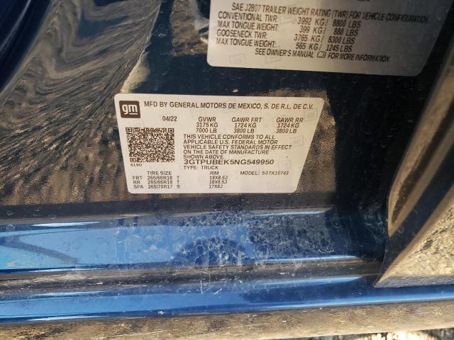 Photo 9 VIN: 3GTPUBEK5NG549950 - GMC SIERRA K15 