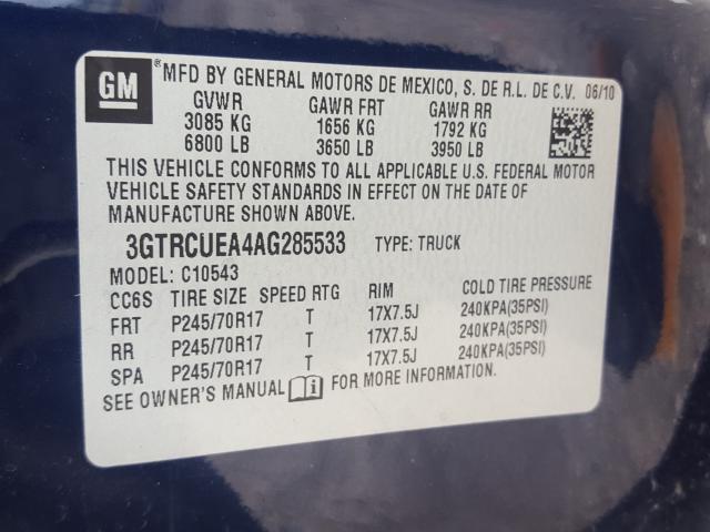 Photo 9 VIN: 3GTRCUEA4AG285533 - GMC SIERRA C15 