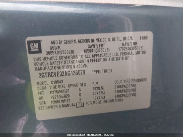 Photo 8 VIN: 3GTRCVE02AG136079 - GMC SIERRA 