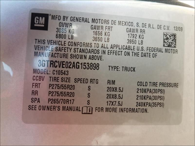 Photo 9 VIN: 3GTRCVE02AG153898 - GMC SIERRA C15 