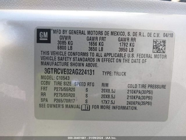 Photo 8 VIN: 3GTRCVE02AG224131 - GMC SIERRA 1500 