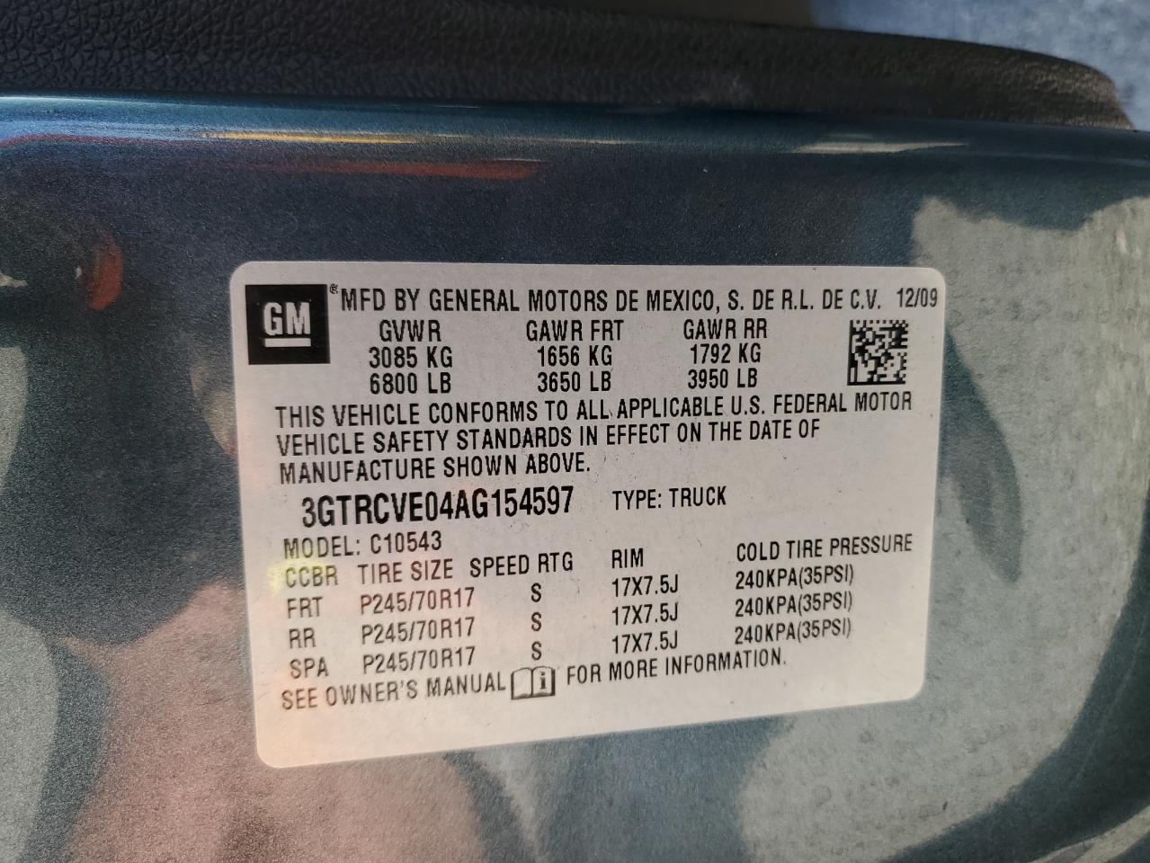 Photo 11 VIN: 3GTRCVE04AG154597 - GMC SIERRA 