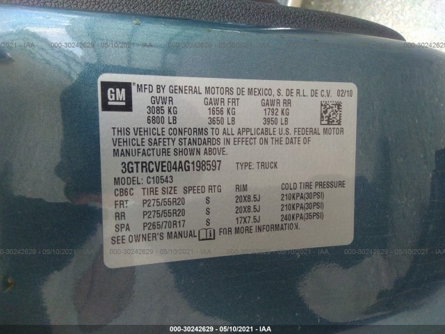 Photo 8 VIN: 3GTRCVE04AG198597 - GMC SIERRA 1500 