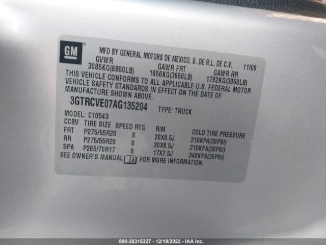 Photo 8 VIN: 3GTRCVE07AG135204 - GMC SIERRA 1500 