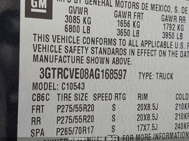 Photo 8 VIN: 3GTRCVE08AG168597 - GMC SIERRA 1500 