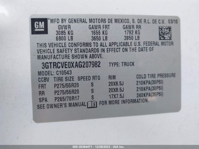 Photo 8 VIN: 3GTRCVE0XAG207982 - GMC SIERRA 1500 