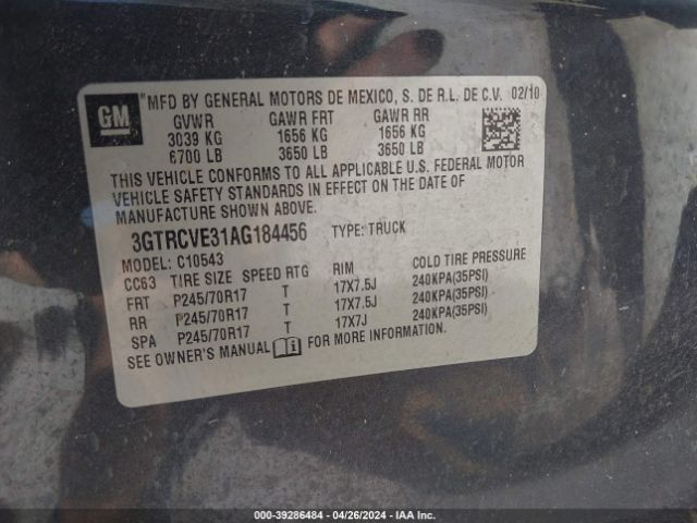 Photo 8 VIN: 3GTRCVE31AG184456 - GMC SIERRA 1500 