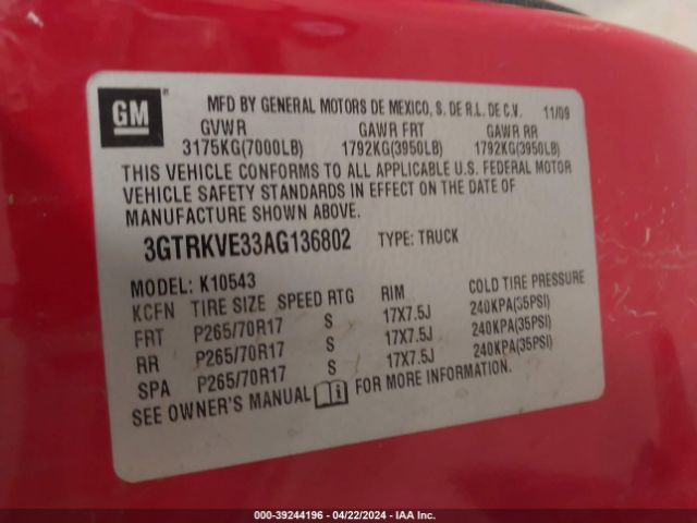 Photo 8 VIN: 3GTRKVE33AG136802 - GMC SIERRA 1500 