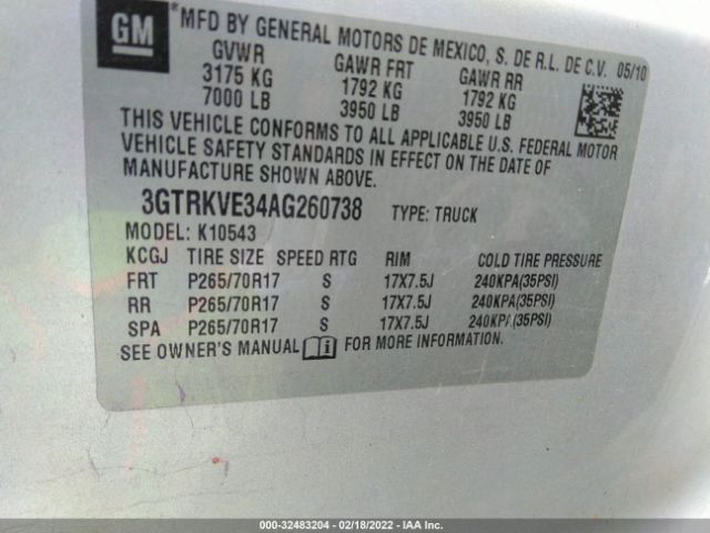 Photo 8 VIN: 3GTRKVE34AG260738 - GMC SIERRA 1500 