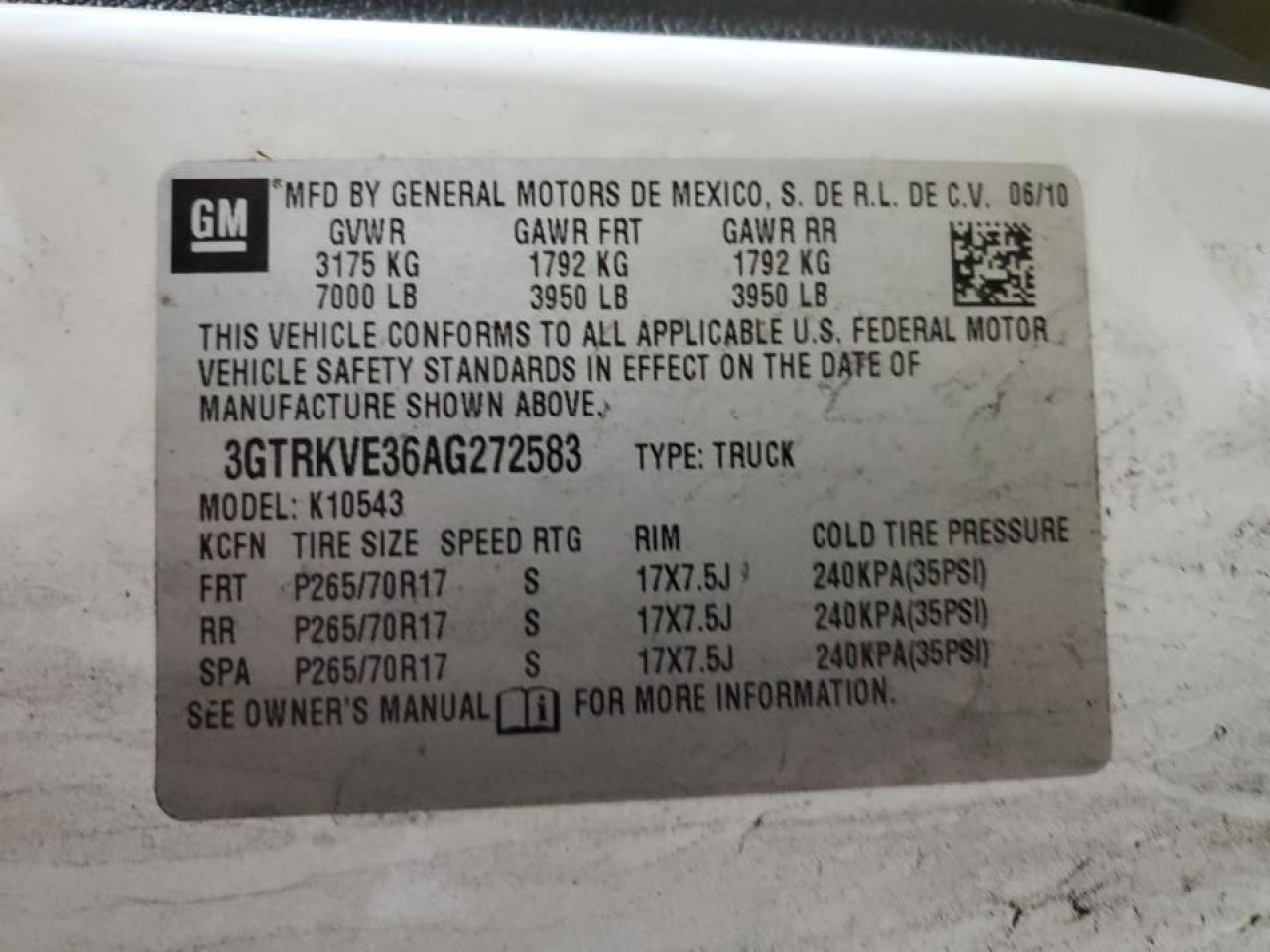 Photo 11 VIN: 3GTRKVE36AG272583 - GMC SIERRA 