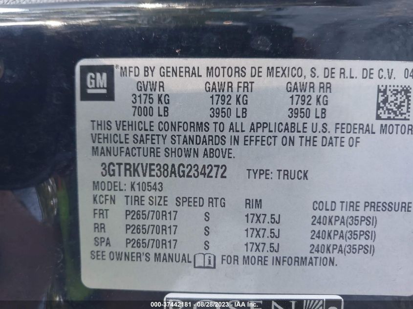 Photo 8 VIN: 3GTRKVE38AG234272 - GMC SIERRA 