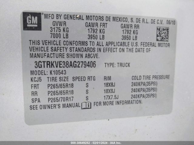 Photo 8 VIN: 3GTRKVE38AG279406 - GMC SIERRA 1500 