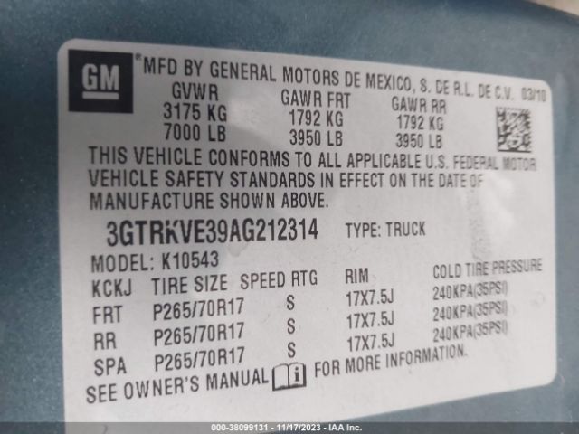 Photo 8 VIN: 3GTRKVE39AG212314 - GMC SIERRA 1500 