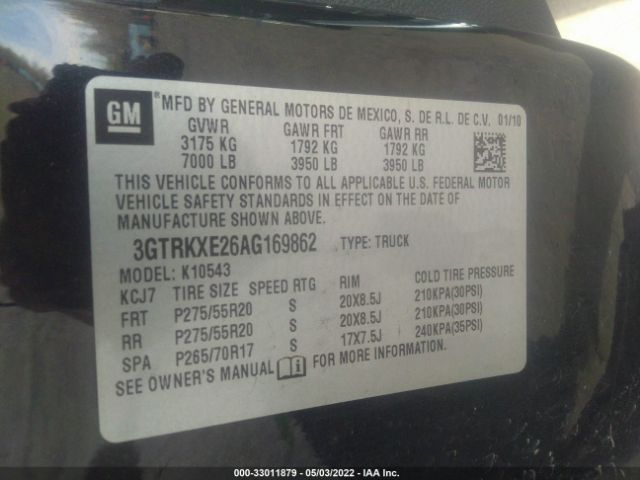 Photo 8 VIN: 3GTRKXE26AG169862 - GMC SIERRA 1500 