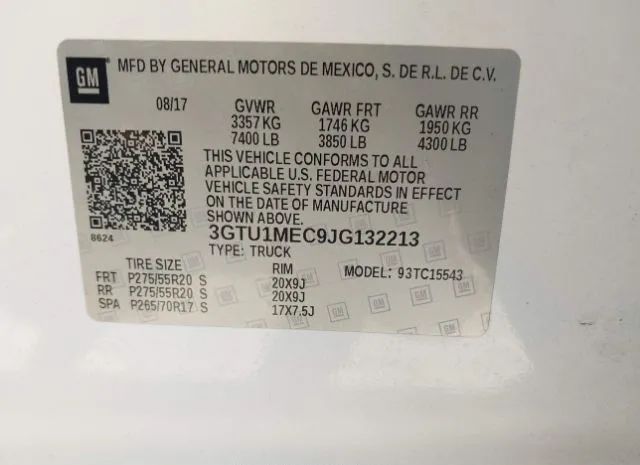 Photo 8 VIN: 3GTU1MEC9JG132213 - GMC SIERRA 1500 