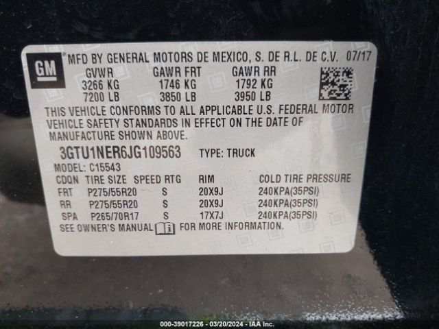 Photo 8 VIN: 3GTU1NER6JG109563 - GMC SIERRA 