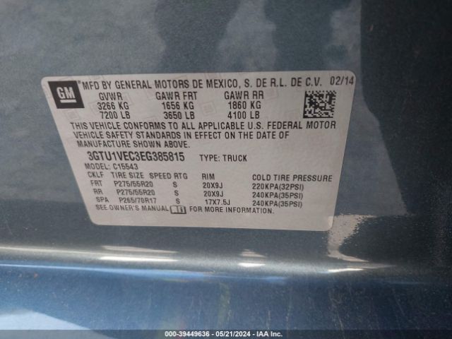 Photo 8 VIN: 3GTU1VEC3EG385815 - GMC SIERRA 1500 