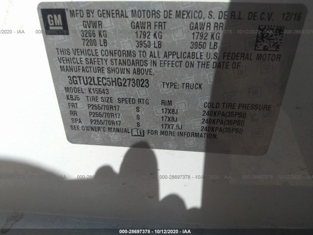 Photo 8 VIN: 3GTU2LEC5HG273023 - GMC SIERRA 1500 