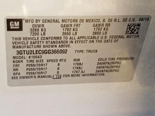 Photo 9 VIN: 3GTU2LEC9GG366092 - GMC SIERRA K15 