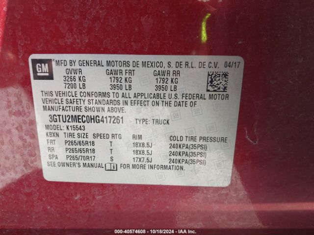 Photo 8 VIN: 3GTU2MEC0HG417261 - GMC SIERRA 