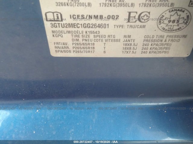 Photo 8 VIN: 3GTU2MEC1GG264601 - GMC SIERRA 1500 