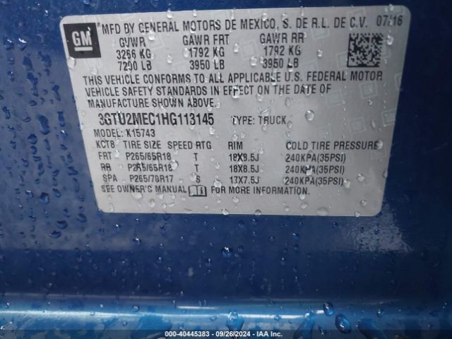 Photo 8 VIN: 3GTU2MEC1HG113145 - GMC SIERRA 