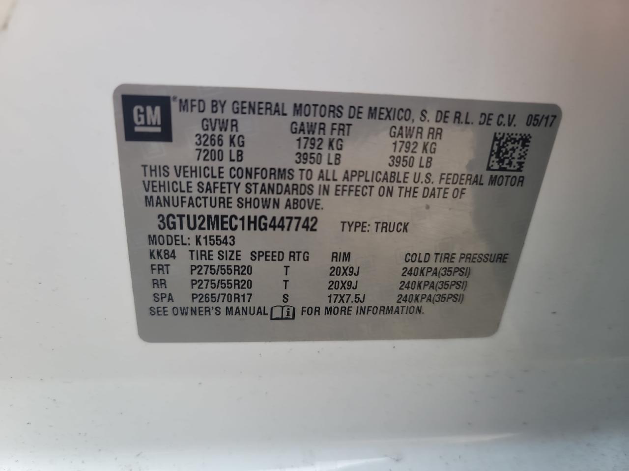 Photo 11 VIN: 3GTU2MEC1HG447742 - GMC SIERRA 