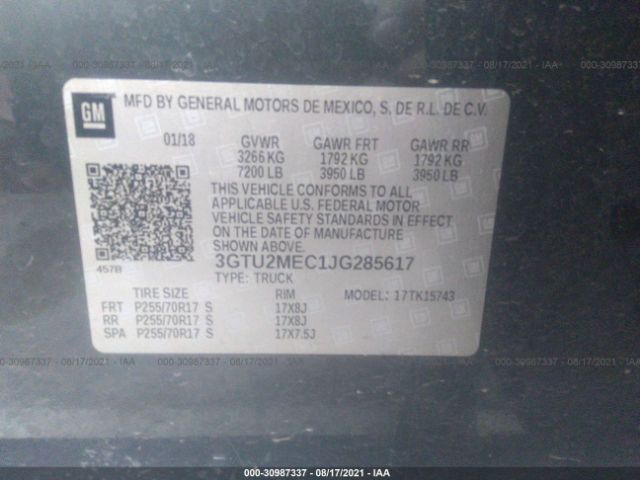 Photo 8 VIN: 3GTU2MEC1JG285617 - GMC SIERRA 1500 