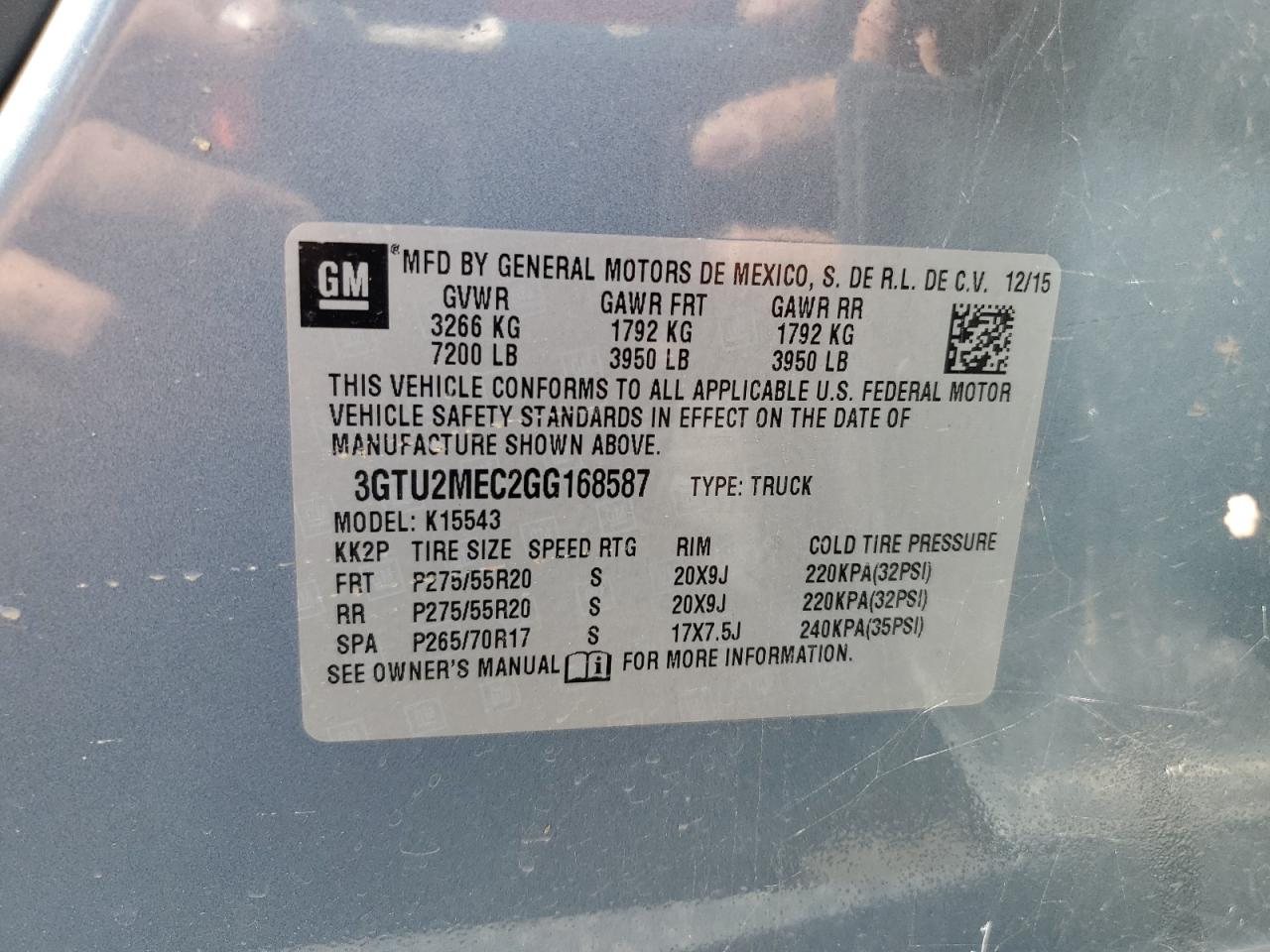 Photo 12 VIN: 3GTU2MEC2GG168587 - GMC SIERRA 