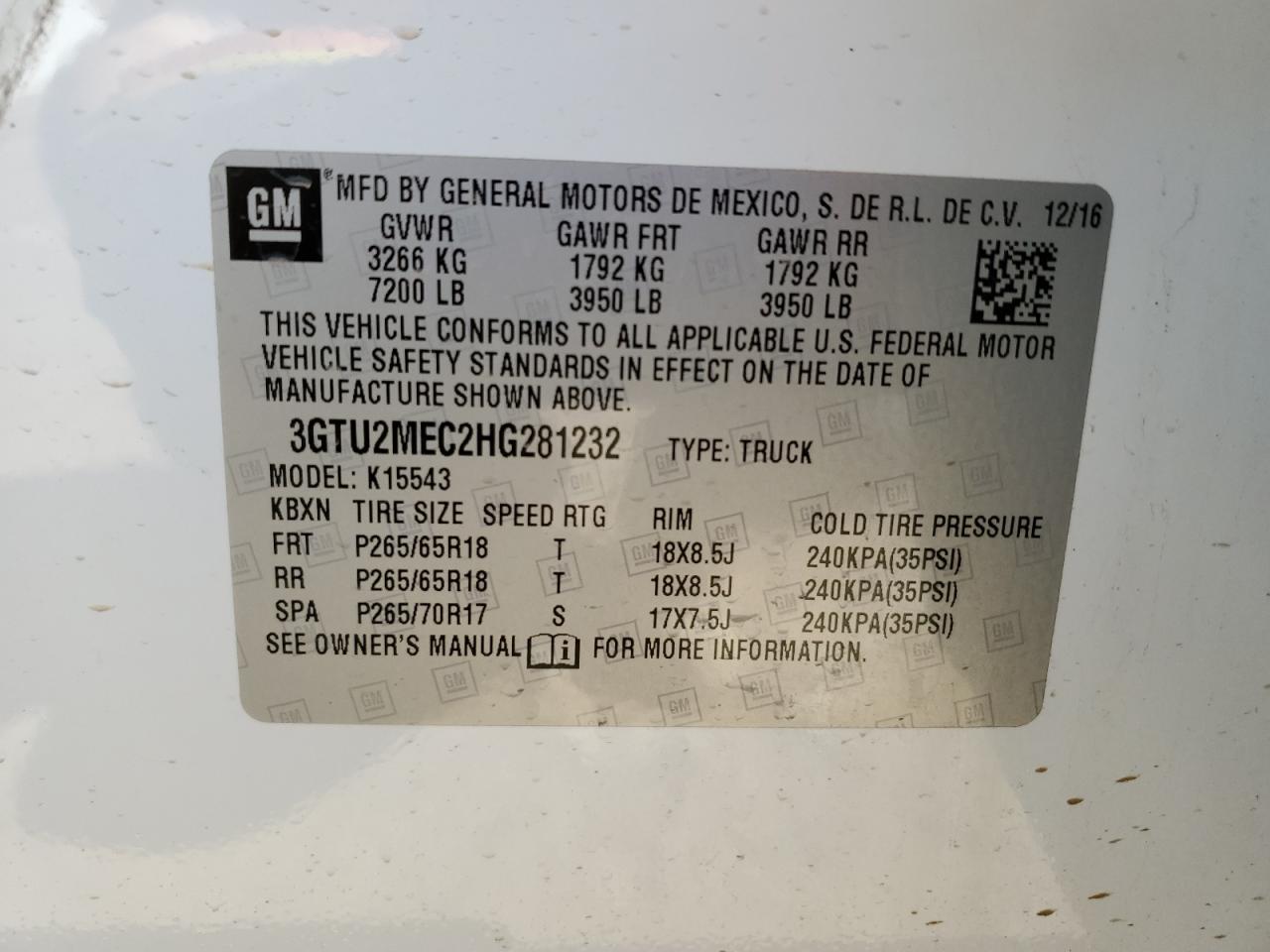 Photo 11 VIN: 3GTU2MEC2HG281232 - GMC SIERRA 