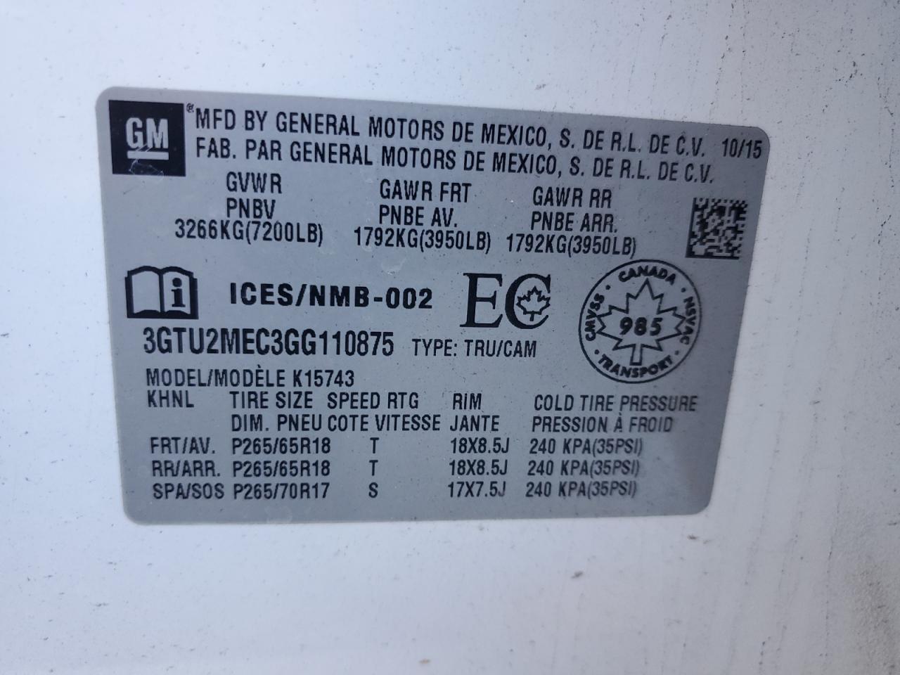 Photo 11 VIN: 3GTU2MEC3GG110875 - GMC SIERRA 