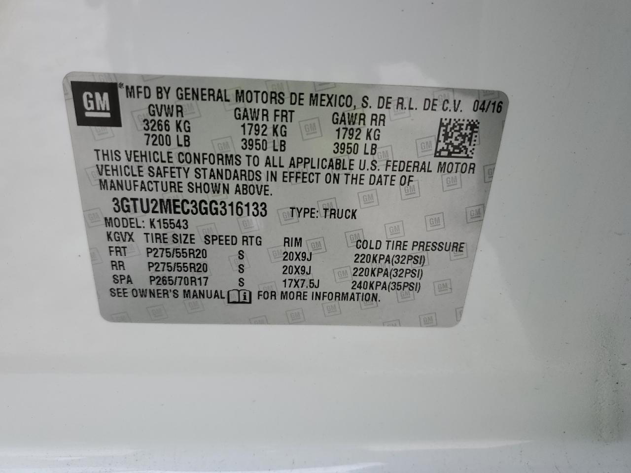 Photo 12 VIN: 3GTU2MEC3GG316133 - GMC SIERRA 